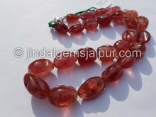 Strawberry Quartz Smooth Irregular Nugget Beads
